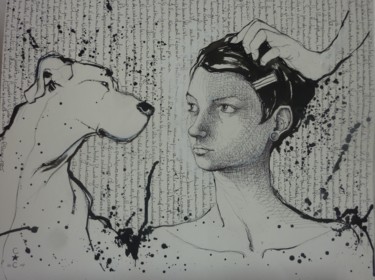Peinture intitulée "tête" par Catherine Cornec, Œuvre d'art originale, Encre