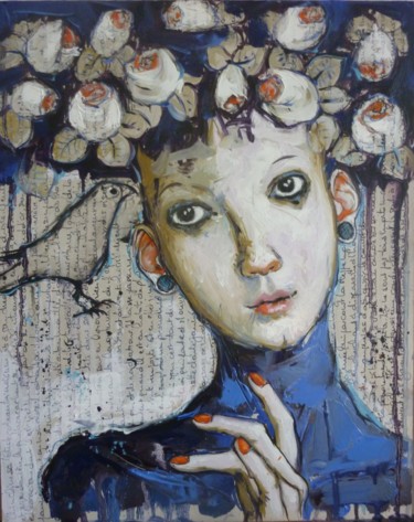Peinture intitulée "tête" par Catherine Cornec, Œuvre d'art originale, Huile