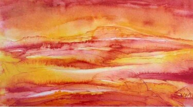 Painting titled "MORNING(RED AND YEL…" by Suddha Sama, Original Artwork, Watercolor