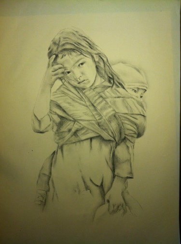 Dessin intitulée "Croquis au fusain" par Michèle Rais, Œuvre d'art originale, Fusain