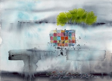 Peinture intitulée "paysage-16-décembre…" par Delphine Mabed, Œuvre d'art originale, Aquarelle