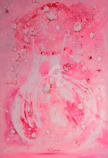 Pintura intitulada "TUTU PINK FEATHERS" por Marilena Lacchinelli, Obras de arte originais, Acrílico Montado em Armação em ma…