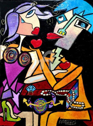 Peinture intitulée "LA BOITE A TRESORS" par Anne Marie Torrisi, Œuvre d'art originale, Huile
