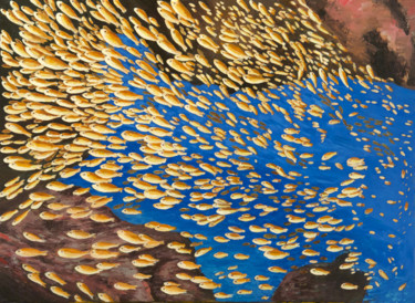 Peinture intitulée "Emporté par la foul…" par Renand, Œuvre d'art originale, Huile Monté sur Châssis en bois