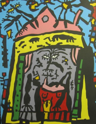 Peinture intitulée "La mère Michèle" par Robert Gaillot, Œuvre d'art originale