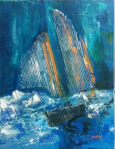 Au large Peinture intitulée "Au large" par Chantal Henry Lener, Œuvre d'art originale, Acrylique