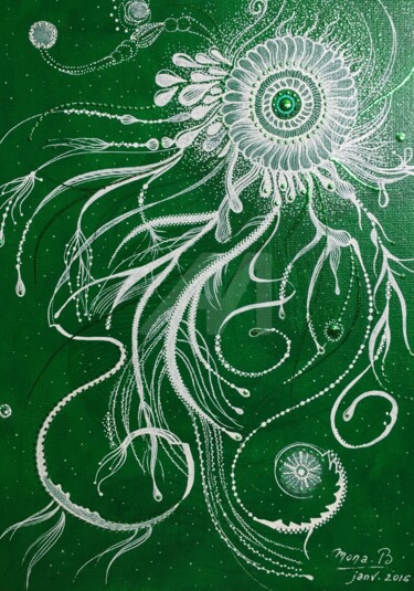 Peinture intitulée "Fleur d'Ô 220116" par Mona Bessaa, Œuvre d'art originale, Acrylique