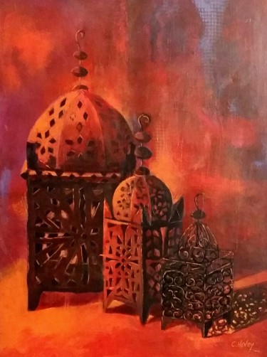 lanternes.jpg Peinture intitulée "lanternes.jpg" par Chantal Henry Lener, Œuvre d'art originale, Acrylique