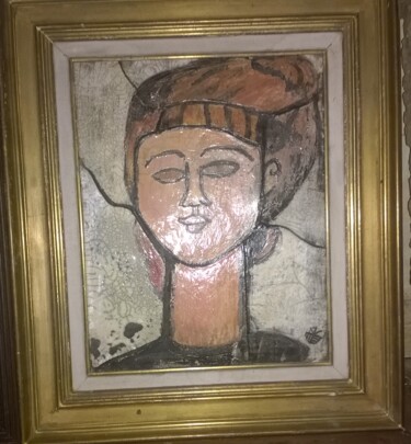 Peinture intitulée "portrait modigliani" par Pascale Chapelain, Œuvre d'art originale