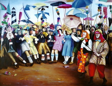 Peinture intitulée "CARNAVAL DUNKERQUOIS" par Yvette Matysiak, Œuvre d'art originale, Huile