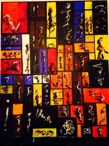 Painting titled "Abstrait" by Samah Mtimet, Original Artwork, Acrylic
