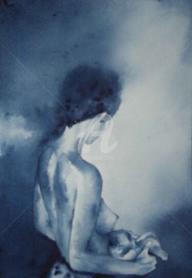 Peinture intitulée "2013-nu-de-dos.jpg" par Aquarelles D'Ô, Œuvre d'art originale, Aquarelle