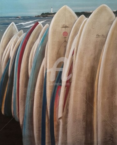 绘画 标题为“LONGBOARDS IN BIARR…” 由Jacquotte Gaignault, 原创艺术品