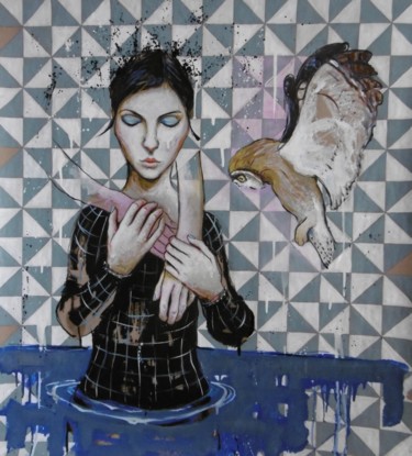Peinture intitulée "chiens chanteurs  II" par Catherine Cornec, Œuvre d'art originale, Acrylique