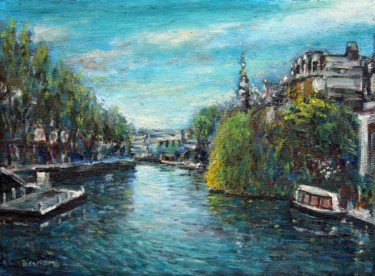 Peinture intitulée "Amsterdam-channel.j…" par José A Cavaco, Œuvre d'art originale, Huile