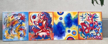 Malerei mit dem Titel "Abstract&Cubist&Abs…" von Kaola Oty, Original-Kunstwerk