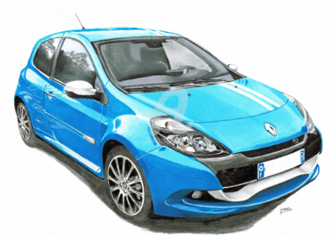 Dessin intitulée "Clio RS Gordini" par Dessinludo, Œuvre d'art originale, Marqueur