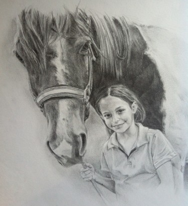 Dessin intitulée "Dessin graphite" par Michèle Rais, Œuvre d'art originale, Graphite