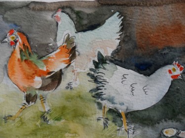 Painting titled "Je ne suis pas d'ac…" by Françoise Pillou, Original Artwork, Watercolor