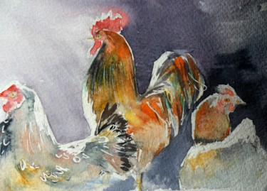Painting titled "c'est moi le chef" by Françoise Pillou, Original Artwork, Watercolor