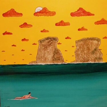 Tableau naif les 2 jumeaux d'Hendaye 绘画 标题为“Tableau naif les 2…” 由Didier Dordeins, 原创艺术品, 丙烯