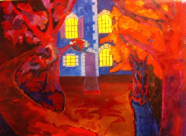Peinture intitulée "la maison du parc d…" par Armelle De Ségogne, Œuvre d'art originale, Huile