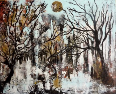 A l'orée des bois d'or - paysage onirique forêt - 50x40 cm 绘画 标题为“A l'orée des bois d…” 由Clau Redier-Clément, 原创艺术品, 丙烯 安装在木板上