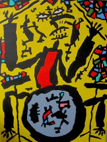 Peinture intitulée "Le batteur" par Robert Gaillot, Œuvre d'art originale