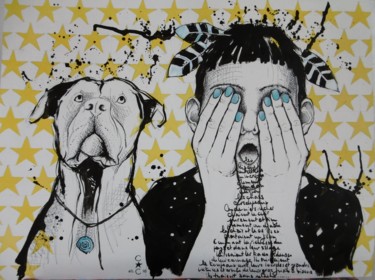 Peinture intitulée "tête" par Catherine Cornec, Œuvre d'art originale, Encre