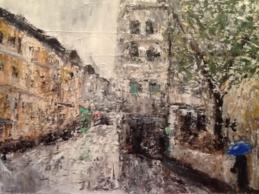 Painting titled "Le parapluie bleu" by Anne Vignau, Original Artwork, Acrylic