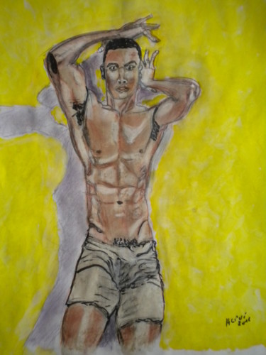 Peinture intitulée "young man" par Herve Yann Dubois, Œuvre d'art originale, Gouache