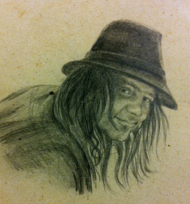 Dessin intitulée "L'homme des bois..." par Michèle Rais, Œuvre d'art originale, Graphite