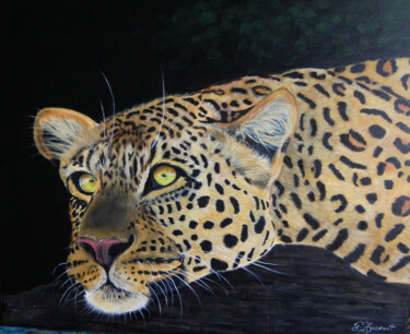 panthera -acrylique sur toile originale signée Painting titled "panthera -acryliq…" by Patricia Giroldini Hyvernat, Original Artwork, Acrylic Mounted on Wood Stretcher f…