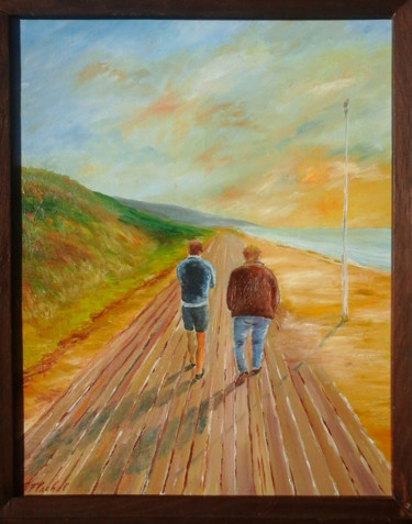 Peinture intitulée "Quelques pas sur pl…" par Flachet, Œuvre d'art originale, Huile