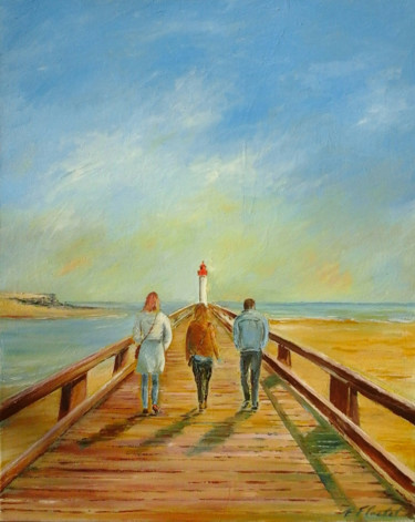 Peinture intitulée "Jetee de Trouville" par Flachet, Œuvre d'art originale, Huile