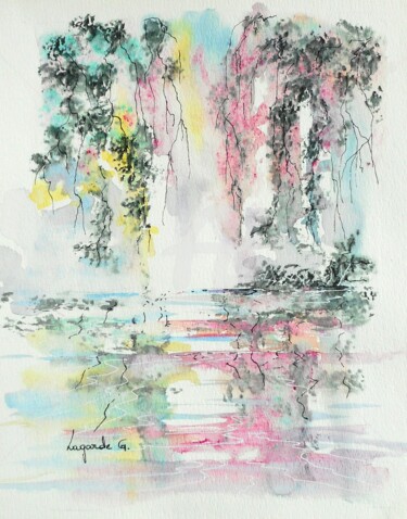 Painting titled "88  Douceur" by Geneviève Lagarde, Original Artwork, Watercolor