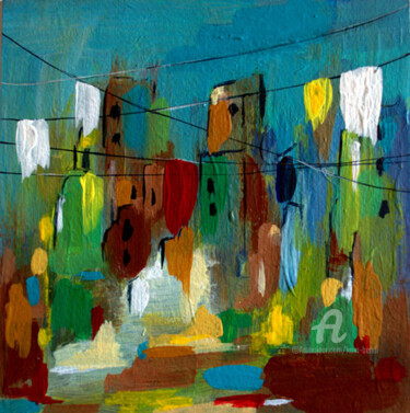 Schilderij getiteld "Facades colorées" door Kam Bendi, Origineel Kunstwerk, Acryl