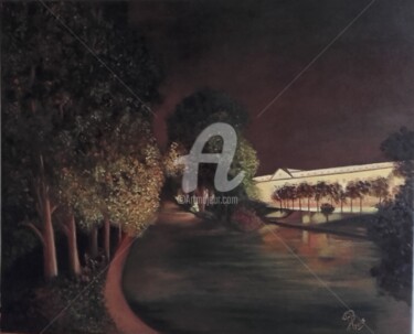 Painting titled "La Nuit" by Martine Bonnerave, Original Artwork, Oil