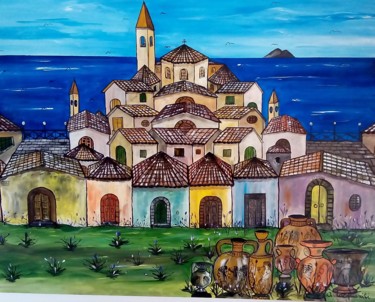 Pittura intitolato "Tranqullità dopo la…" da Mateci-Antonio Lucio Rudy Lacquaniti, Opera d'arte originale, Acrilico
