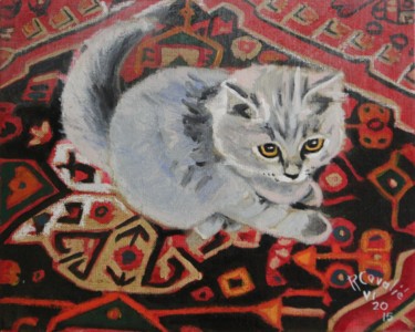 Peinture intitulée "N° 973 Pontapis" par R. Cavalié, Œuvre d'art originale, Huile Monté sur Châssis en bois