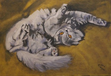 Painting titled "N° 959  Le-bonheur" by R. Cavalié, Original Artwork, Oil Mounted on Wood Stretcher frame