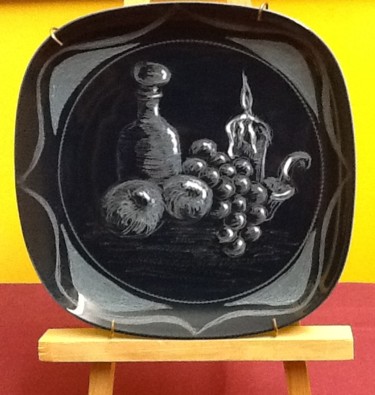 piattino maiolica inciso a Mano