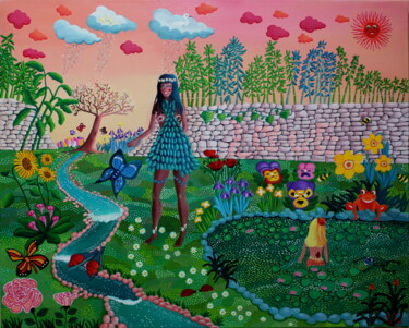 Painting titled "Le sacre du printem…" by Fouschy, Original Artwork, Oil Mounted on Wood Stretcher frame