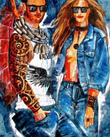 Peinture intitulée "" HERMÈS & AGLAÉ "" par Carlo Maiolini, Œuvre d'art originale, Acrylique