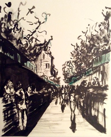 图画 标题为“Marché de Noailles,…” 由Jenny Darrot, 原创艺术品, 墨