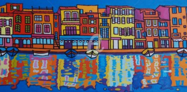 Painting titled ""CASSIS, LE PORT ET…" by Gwendoline Pieters, Original Artwork, Oil