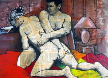 Peinture intitulée "jeu de mains" par Vincent Tessier Xxc, Œuvre d'art originale, Acrylique Monté sur Panneau de bois