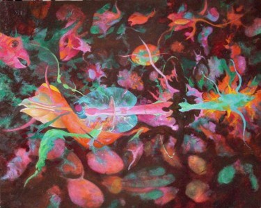 Peinture intitulée "boschfish black" par Christophe Challier, Œuvre d'art originale, Autre