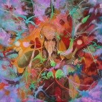 Peinture intitulée "le pelerin" par Christophe Challier, Œuvre d'art originale, Huile