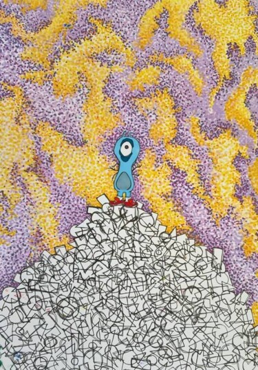 Drawing titled "Lost Alien" by Elke Matthaeus, Original Artwork, Ballpoint pen